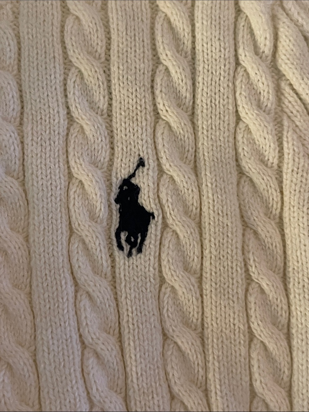 Ralph Lauren Cream Cable-Knit Cardigan with Logo - Picture 4 of 6